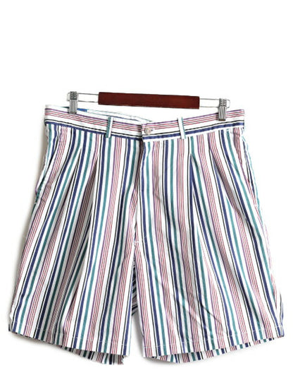 80s USA製 ペンドルトン ストライプ コットン ショートパンツ ( メンズ 34 ) PENDLETON 80年代 ビンテージ 2タック ショーツ 短パン 半パン
