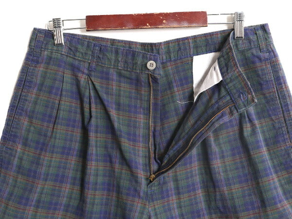 90s USA製 ドッカーズ リーバイス チェック ショート パンツ メンズ 36 古着 オールド LEVIS DOCKERS 短パン ツータック コットン ショーツ