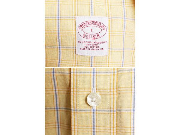 ブルックスブラザーズ チェック 半袖 ボタンダウン シャツ メンズ L / 古着 Brooks Brothers 半袖シャツ コットン ノーアイロン ワイシャツ
