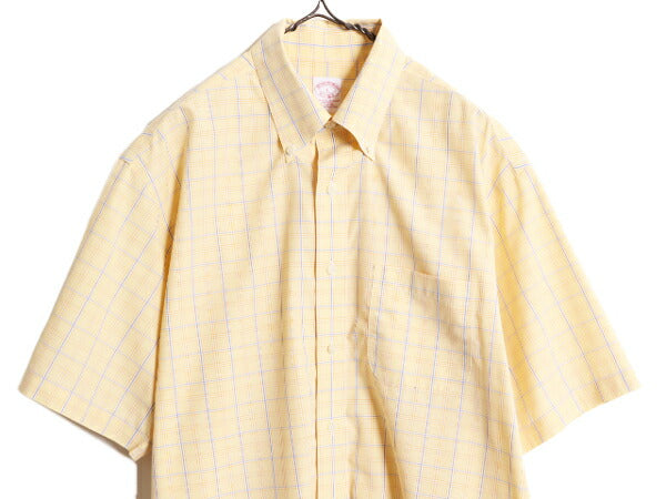 ブルックスブラザーズ チェック 半袖 ボタンダウン シャツ メンズ L / 古着 Brooks Brothers 半袖シャツ コットン ノーアイロン ワイシャツ