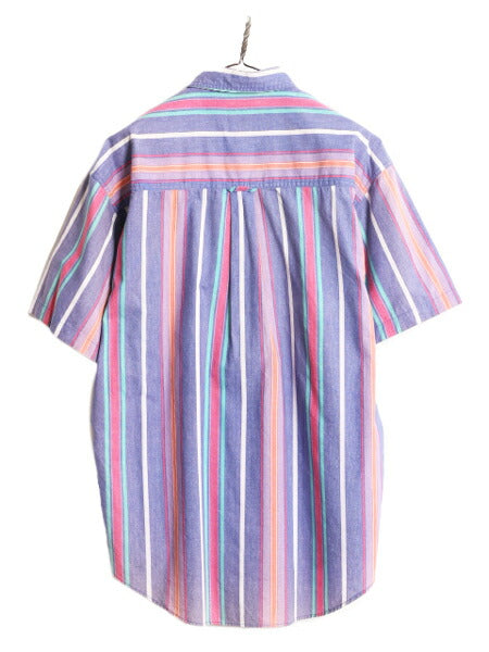 80s チャップス ラルフローレン ストライプ 半袖 ボタンダウン シャツ メンズ L 80年代 ヴィンテージ ポロ CHAPS 半袖シャツ マルチカラー