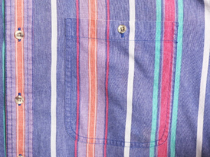 80s チャップス ラルフローレン ストライプ 半袖 ボタンダウン シャツ メンズ L 80年代 ヴィンテージ ポロ CHAPS 半袖シャツ マルチカラー