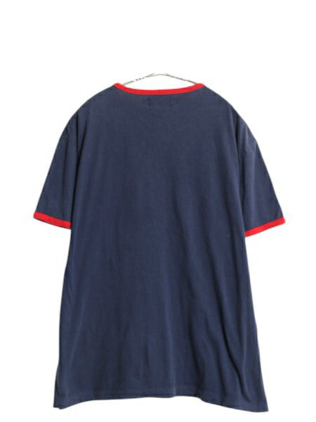 ビッグポニー ポロ ラルフローレン プリント 半袖 リンガー Tシャツ メンズ M / 星条旗 ステンシル シングルステッチ カットソー ツートン