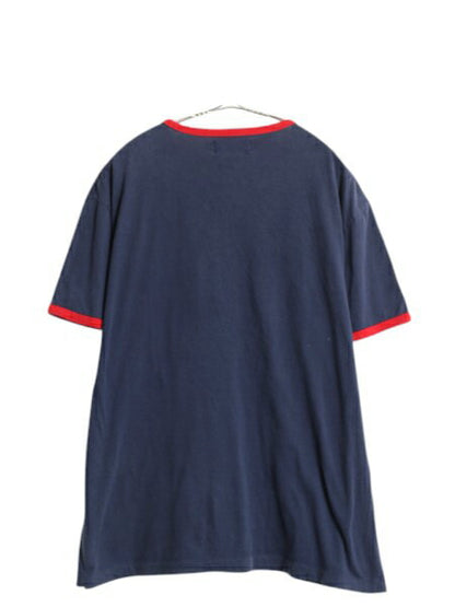 ビッグポニー ポロ ラルフローレン プリント 半袖 リンガー Tシャツ メンズ M / 星条旗 ステンシル シングルステッチ カットソー ツートン