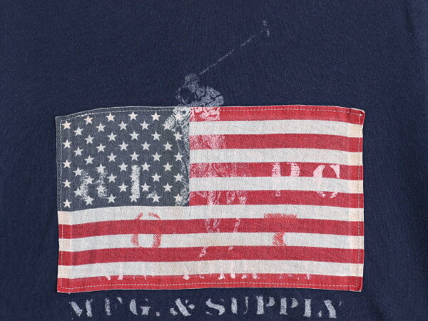 ビッグポニー ポロ ラルフローレン プリント 半袖 リンガー Tシャツ メンズ M / 星条旗 ステンシル シングルステッチ カットソー ツートン
