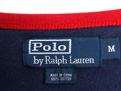 ビッグポニー ポロ ラルフローレン プリント 半袖 リンガー Tシャツ メンズ M / 星条旗 ステンシル シングルステッチ カットソー ツートン