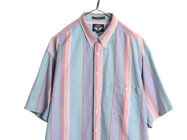 90s ドッカーズ リーバイス ストライプ 半袖 ボタンダウン シャツ メンズ XL オールド 半袖シャツ オックスフォード コットン 大きいサイズ