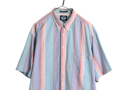 90s ドッカーズ リーバイス ストライプ 半袖 ボタンダウン シャツ メンズ XL オールド 半袖シャツ オックスフォード コットン 大きいサイズ