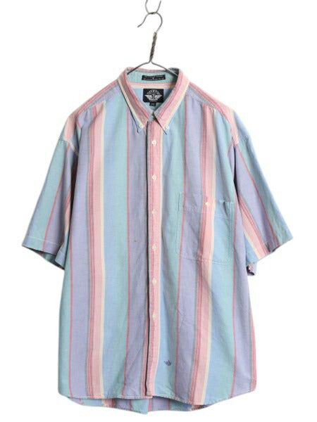 90s ドッカーズ リーバイス ストライプ 半袖 ボタンダウン シャツ メンズ XL オールド 半袖シャツ オックスフォード コットン 大きいサイズ