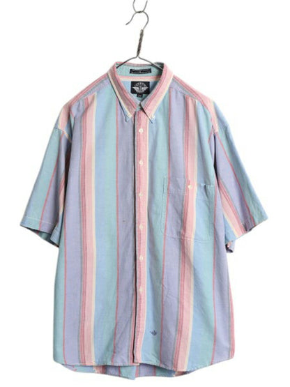 90s ドッカーズ リーバイス ストライプ 半袖 ボタンダウン シャツ メンズ XL オールド 半袖シャツ オックスフォード コットン 大きいサイズ