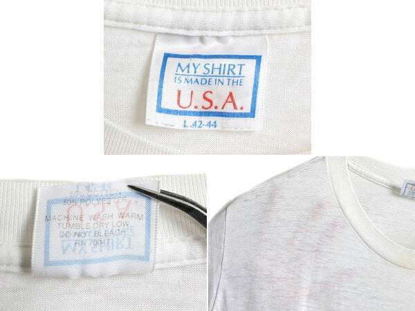 90s USA製 ■ バドワイザー BUDMAN プリント 半袖 Tシャツ ( メンズ L 小さめ M 程) 古着 90年代 キャラクター バドマン イラスト 企業 白