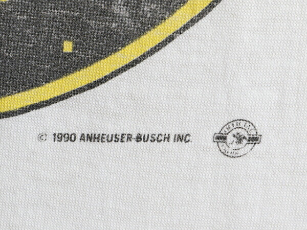 90s USA製 ■ バドワイザー BUDMAN プリント 半袖 Tシャツ ( メンズ L 小さめ M 程) 古着 90年代 キャラクター バドマン イラスト 企業 白