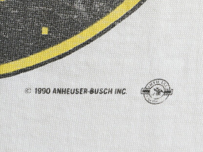 90s USA製 ■ バドワイザー BUDMAN プリント 半袖 Tシャツ ( メンズ L 小さめ M 程) 古着 90年代 キャラクター バドマン イラスト 企業 白