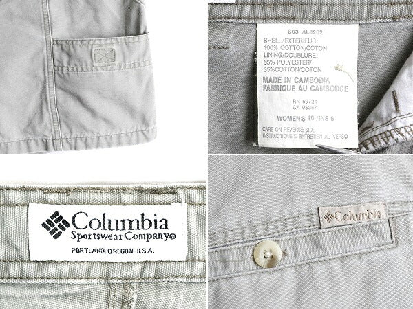 00s ■ コロンビア ブッシュ ショートパンツ 10 レディース M 程/ 00年代 Columbia ショーツ 短パン アウトドア サファリ フィッシング 灰