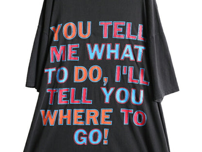 90s 00s 大きいサイズ XXXL ■ ジョーク メッセージ プリント 半袖 Tシャツ メンズ 3X / 00年代 90年代 ヘビーウェイト オーバーサイズ 黒