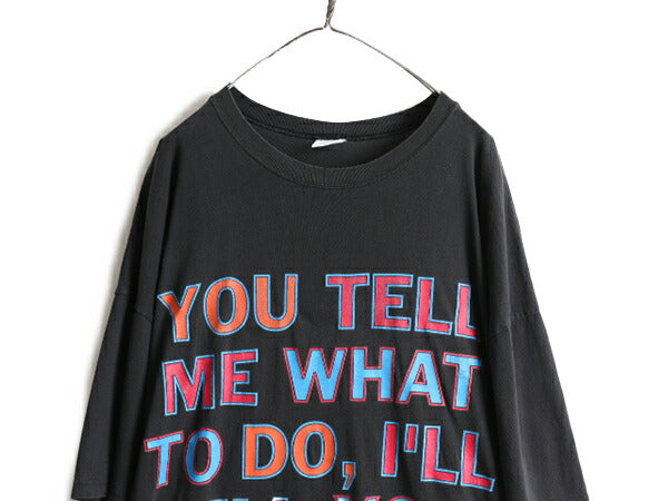 90s 00s 大きいサイズ XXXL ■ ジョーク メッセージ プリント 半袖 Tシャツ メンズ 3X / 00年代 90年代 ヘビーウェイト オーバーサイズ 黒