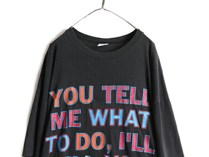 90s 00s 大きいサイズ XXXL ■ ジョーク メッセージ プリント 半袖 Tシャツ メンズ 3X / 00年代 90年代 ヘビーウェイト オーバーサイズ 黒