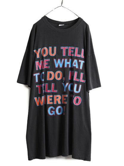 90s 00s 大きいサイズ XXXL ■ ジョーク メッセージ プリント 半袖 Tシャツ メンズ 3X / 00年代 90年代 ヘビーウェイト オーバーサイズ 黒