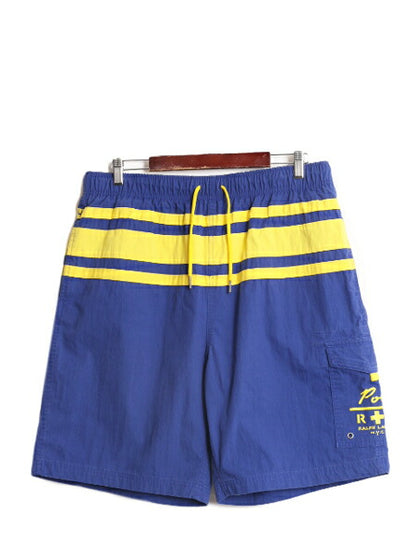 90s ポロ ラルフローレン ボーダー ショート パンツ メンズ L / スイム ショーツ 水陸両用 ワンポイント ナイロン コットン 短パン カーゴ