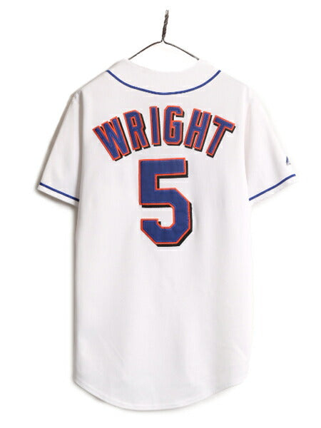 MLB オフィシャル Majestic メッツ ベースボール シャツ メンズ M 程 古着 ユニフォーム ゲームシャツ メジャーリーグ 半袖シャツ 大リーグ