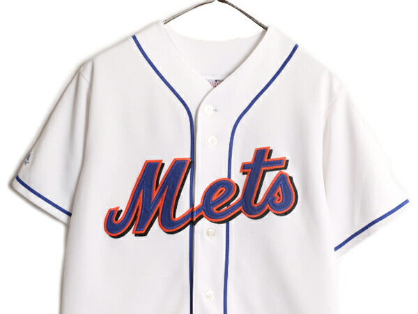 MLB オフィシャル Majestic メッツ ベースボール シャツ メンズ M 程 古着 ユニフォーム ゲームシャツ メジャーリーグ 半袖シャツ 大リーグ