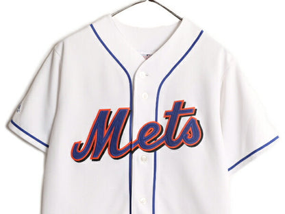 MLB オフィシャル Majestic メッツ ベースボール シャツ メンズ M 程 古着 ユニフォーム ゲームシャツ メジャーリーグ 半袖シャツ 大リーグ