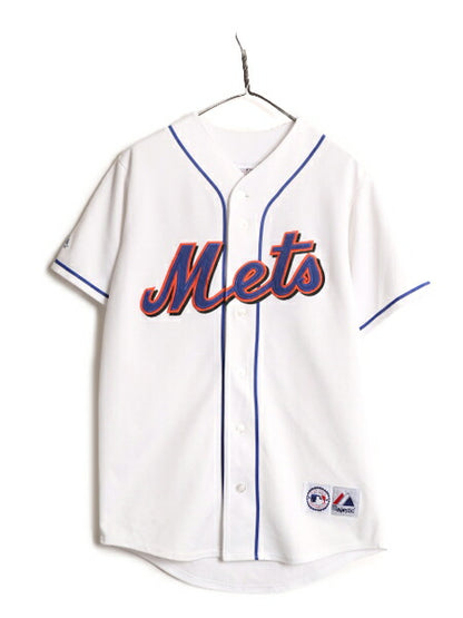 MLB オフィシャル Majestic メッツ ベースボール シャツ メンズ M 程 古着 ユニフォーム ゲームシャツ メジャーリーグ 半袖シャツ 大リーグ