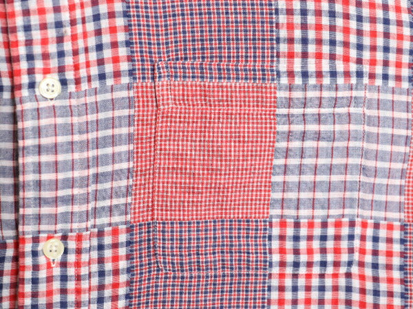 ブルックスブラザーズ パッチワーク 半袖 ボタンダウン シャツ メンズ L / 古着 BROOKS BROTHERS 346 半袖シャツ チェック マルチカラー BD