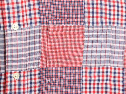 ブルックスブラザーズ パッチワーク 半袖 ボタンダウン シャツ メンズ L / 古着 BROOKS BROTHERS 346 半袖シャツ チェック マルチカラー BD