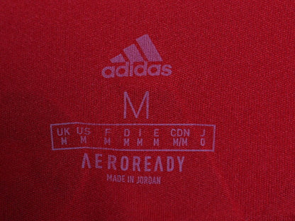アディダス サッカー ユニフォーム メンズ M ジャージ ゲームシャツ プラクティス 半袖 Tシャツトレーニング ツートン 3ライン スポーツ 赤