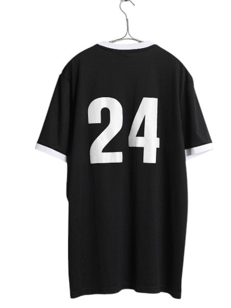 アディダス サッカー ユニフォーム メンズ L / 古着 ジャージ ゲームシャツ プラクティス 半袖 Tシャツ トレーニング ツートン 3ライン 黒