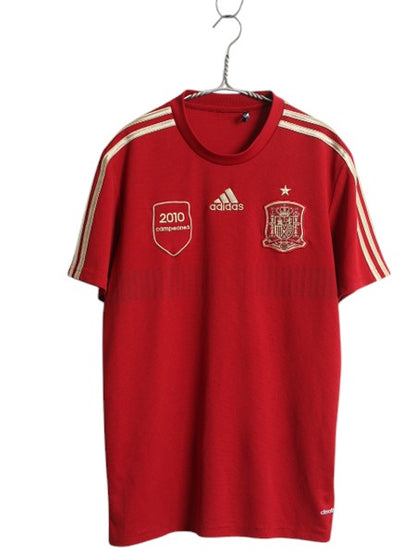 アディダス スペイン 代表 半袖 サッカー プラクティス シャツ メンズ S 程/ 古着 Tシャツ ユニフォーム トレーニング ゲーム ジャージ 赤