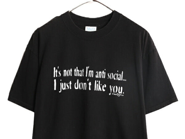 00s ジョーク メッセージ プリント 半袖 Tシャツ メンズ L / 00年代 オールド プリントT ヘビーウェイト グラフィック コットン ブラック