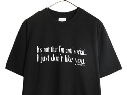 00s ジョーク メッセージ プリント 半袖 Tシャツ メンズ L / 00年代 オールド プリントT ヘビーウェイト グラフィック コットン ブラック