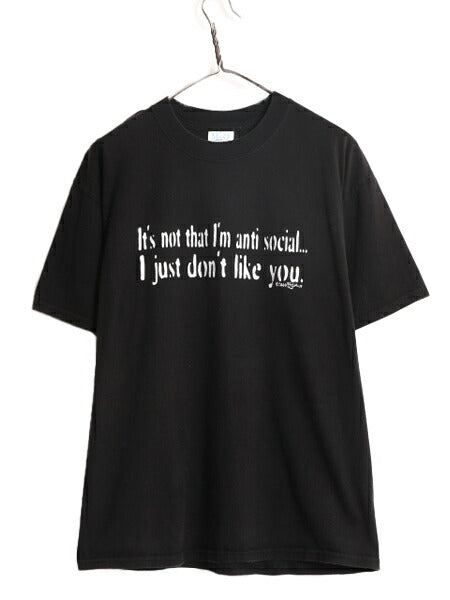 00s ジョーク メッセージ プリント 半袖 Tシャツ メンズ L / 00年代 オールド プリントT ヘビーウェイト グラフィック コットン ブラック
