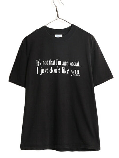 00s ジョーク メッセージ プリント 半袖 Tシャツ メンズ L / 00年代 オールド プリントT ヘビーウェイト グラフィック コットン ブラック