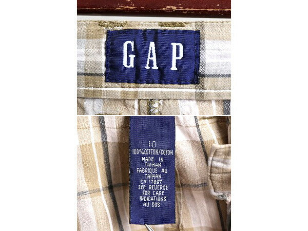 90s ■ OLD GAP チェック キュロット パンツ 10 レディース S 程/ 古着 90年代 オールド ギャップ 2タック ショートパンツ ショーツ 短パン