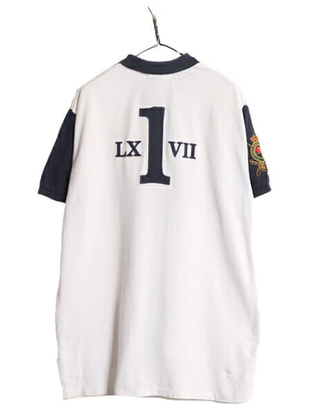 90s ダブルポニー ポロ ラルフローレン 半袖 ポロシャツ メンズ XL 古着 オールド 大きいサイズ ラガーシャツ タイプ ラグビー 半袖シャツ
