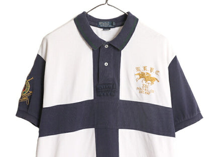 90s ダブルポニー ポロ ラルフローレン 半袖 ポロシャツ メンズ XL 古着 オールド 大きいサイズ ラガーシャツ タイプ ラグビー 半袖シャツ