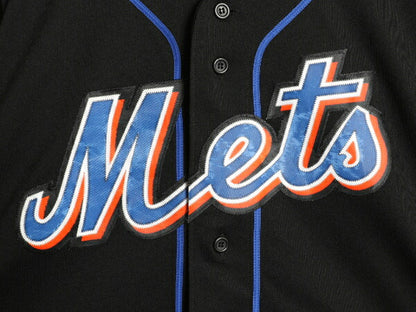 メッツ ベースボール シャツ メンズ XXL / MLB オフィシャル マジェスティック 大リーグ ユニフォーム ゲームシャツ ブラック 大きいサイズ