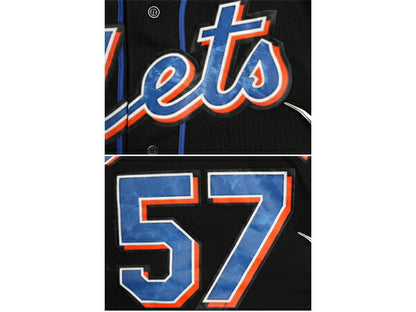 メッツ ベースボール シャツ メンズ XXL / MLB オフィシャル マジェスティック 大リーグ ユニフォーム ゲームシャツ ブラック 大きいサイズ