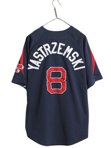 レッドソックス ベースボール シャツ メンズ L 程/ 古着 MLB オフィシャル マジェスティック 大リーグ ユニフォーム ゲームシャツ ジャージ