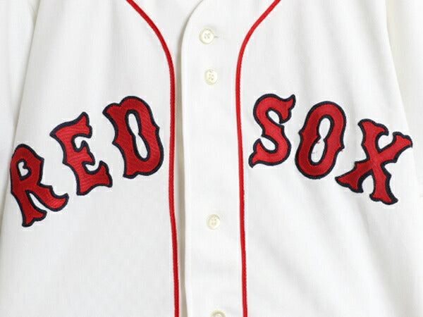 USA製 レッドソックス ベースボール シャツ メンズ L 程/ MLB オフィシャル ローリングス 大リーグ ユニフォーム ゲームシャツ ジャージ 白