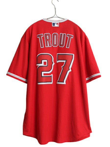 エンゼルス ベースボール シャツ メンズ L / MLB オフィシャル ナイキ 大リーグ スウッシュ ユニフォーム ゲームシャツ 半袖シャツ 重ね着