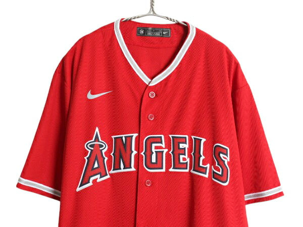 エンゼルス ベースボール シャツ メンズ L / MLB オフィシャル ナイキ 大リーグ スウッシュ ユニフォーム ゲームシャツ 半袖シャツ 重ね着