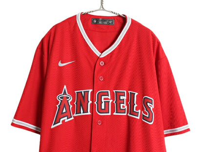 エンゼルス ベースボール シャツ メンズ L / MLB オフィシャル ナイキ 大リーグ スウッシュ ユニフォーム ゲームシャツ 半袖シャツ 重ね着