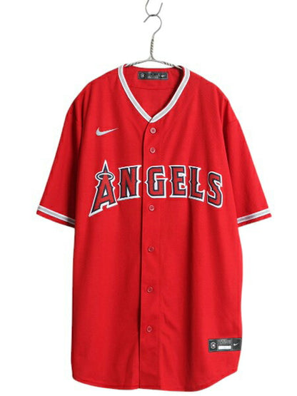 エンゼルス ベースボール シャツ メンズ L / MLB オフィシャル ナイキ 大リーグ スウッシュ ユニフォーム ゲームシャツ 半袖シャツ 重ね着