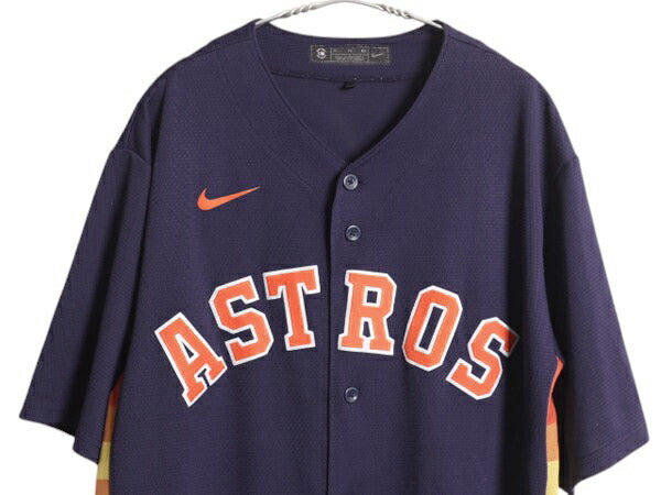アストロズ ベースボール シャツ メンズ XL / MLB オフィシャル ナイキ 大リーグ ユニフォーム ゲームシャツ 半袖シャツ スウッシュ 重ね着