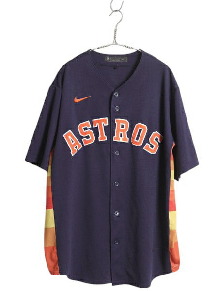 アストロズ ベースボール シャツ メンズ XL / MLB オフィシャル ナイキ 大リーグ ユニフォーム ゲームシャツ 半袖シャツ スウッシュ 重ね着