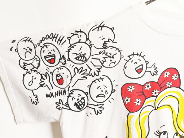 90s FREEZE キャラクター プリント 半袖 Tシャツ メンズ L / 90年代 オールド 当時物 イラスト グラフィック シングルステッチ メッセージ